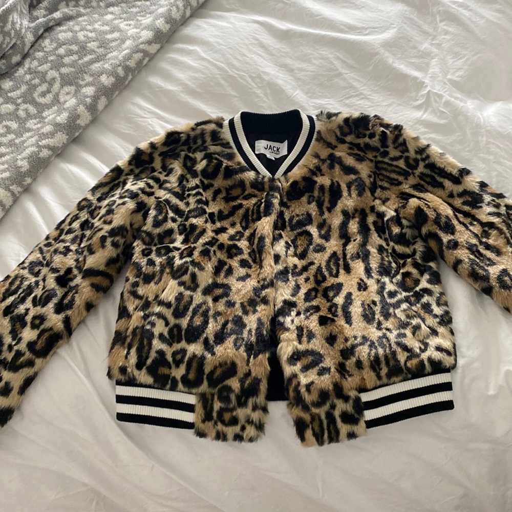 Cheetah jacket with black and white stripe detail